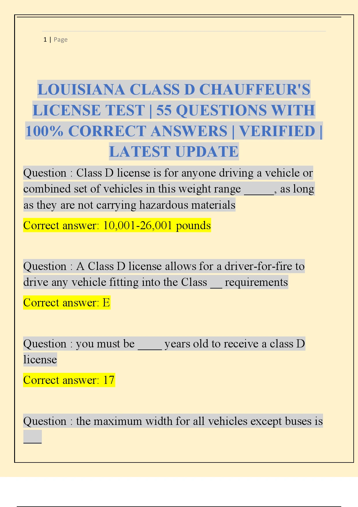 License Faq TN Driver’s License F Endorsement Questions and Answers 100% Pass